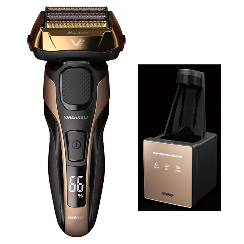 【販売終了】マクセルイズミ 往復式シェーバー ハイエンドシリーズ Z-DRIVE 6枚刃 IZF-V990-N 洗浄機付 日本製