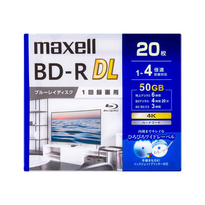 マクセル 録画用 ブルーレイディスク BD-R DL ひろびろワイドレーベルディスク (1～4倍速記録対応) 20枚入り BRV50WPG.20S