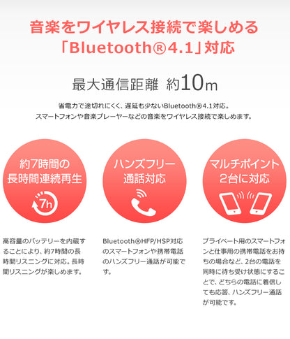 【販売終了】Bluetooth®対応ワイヤレスカナル型ヘッドホン  MXH-BTSP600  スポーツ用