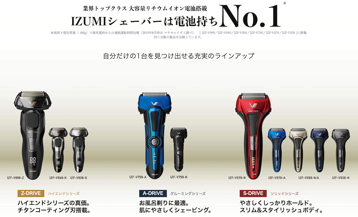 往復式シェーバー   ソリッドシリーズ   S-DRIVE　4枚刃   IZF-V559-A-EA   替刃付属